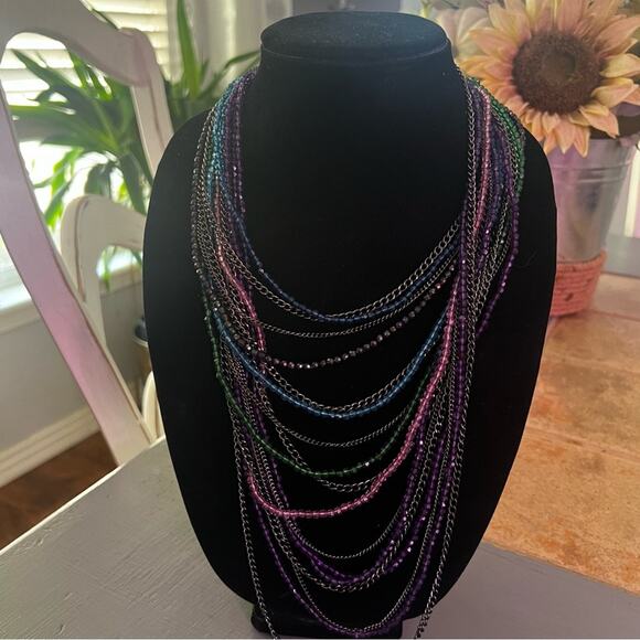 Beaded Multi Chain Layered Necklace - Picture 1 of 7